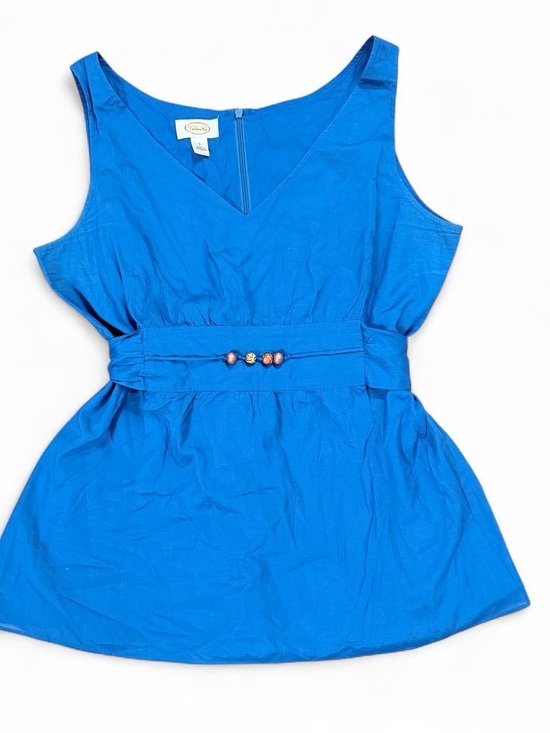Talbots Tops - Vintage Y2K Talbots Blue Babydoll Sleeveless Tank Beaded Belt Detail Size L